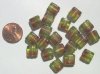 15 10x10x6mm Square Two Tone Topaz/Green with Foil
